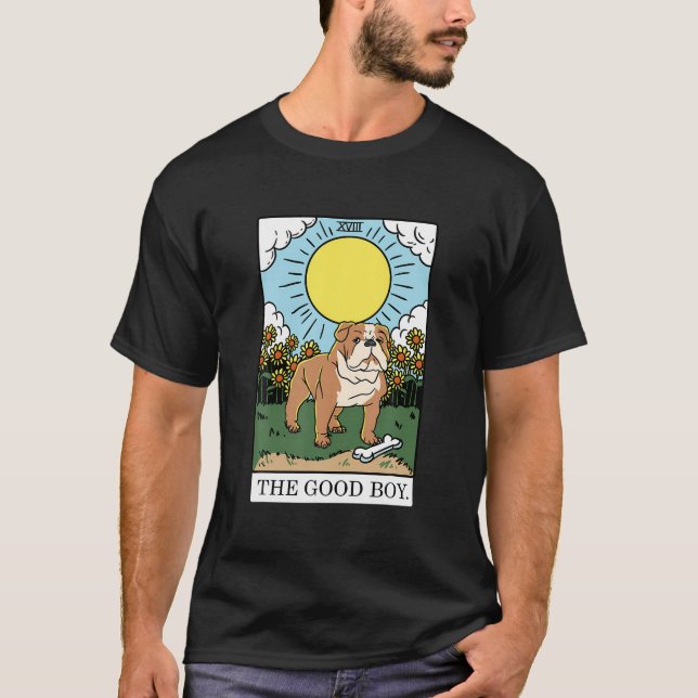 T-shirt Mignonne Le Bon Garçon Bulldog Aesthétique Carte T (Devant)