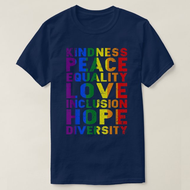 T-shirt Mignonne Lgbt Gay gentillesse Paix Amour Égalité H (Design devant)