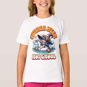 T-shirt Mignonne Licorne Sorcière Chibi en Char pour Summe