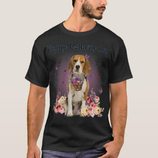 T-shirt Mignonne maman Beagle Fleur Joyeux Fête des Mères 