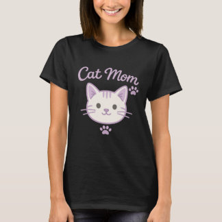 T-shirt Mignonne Maman Chat Violet Douce Esthétique Kawaii