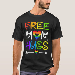 T-shirt Mignonne Maman Hugs Rainbow Heart LGBT Pride Mois