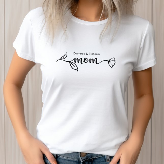 T-shirt Mignonne Maman Noms des enfants Script moderne Fêt (Créateur téléchargé)