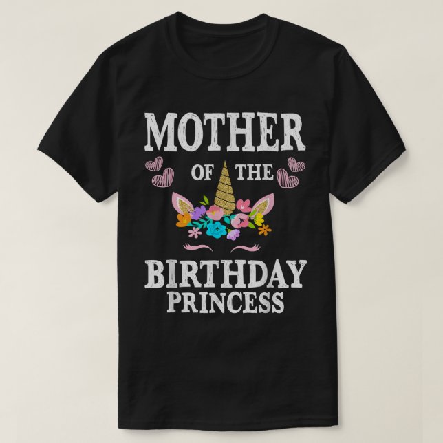 T-shirt Mignonne Mère De L'Anniversaire Princesse Unicorn  (Design devant)