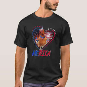 T-shirt Mignonne Merica Poulet & Usa Drapeau Lunettes de s