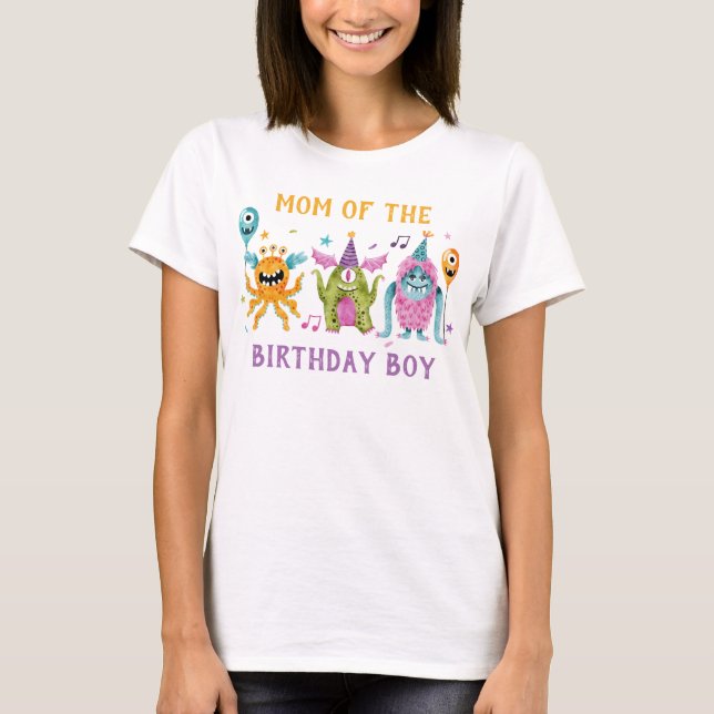 T-shirt Mignonne Monsters Maman du Garçon d'anniversaire (Devant)