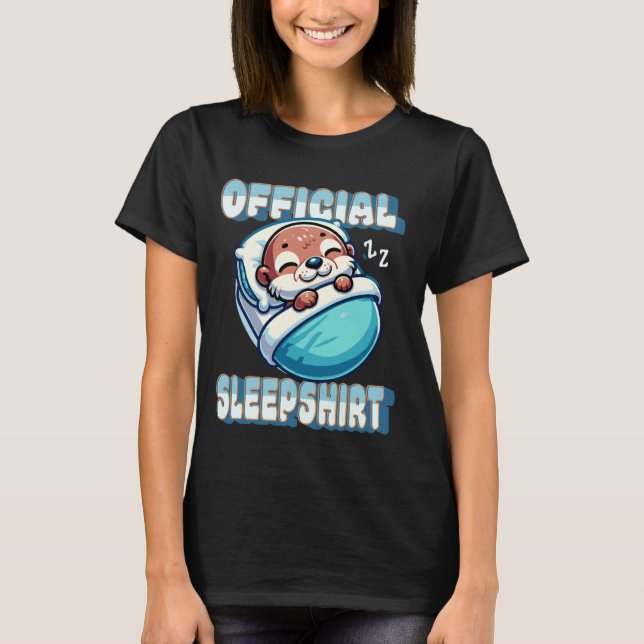 T-shirt Mignonne Otter Sleeping Coussin Official Sleep Shi (Devant)