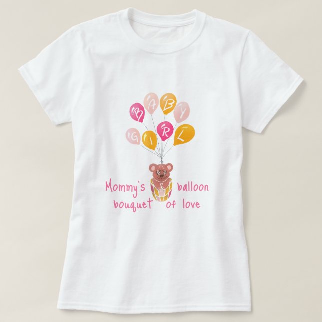 T-shirt Mignonne ours en peluche Balloon Bébé Fille Mère ê (Design devant)