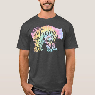 T-shirt Mignonne Ours Mama Tie Dye Floral Mama Ours Femmes