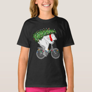 T-shirt Mignonne Ours Portant Un Cadeau Arbre De Noël Pour