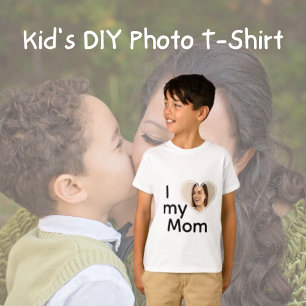 T-shirt Mignonne photo de coeur J'aime ma mère mon fils