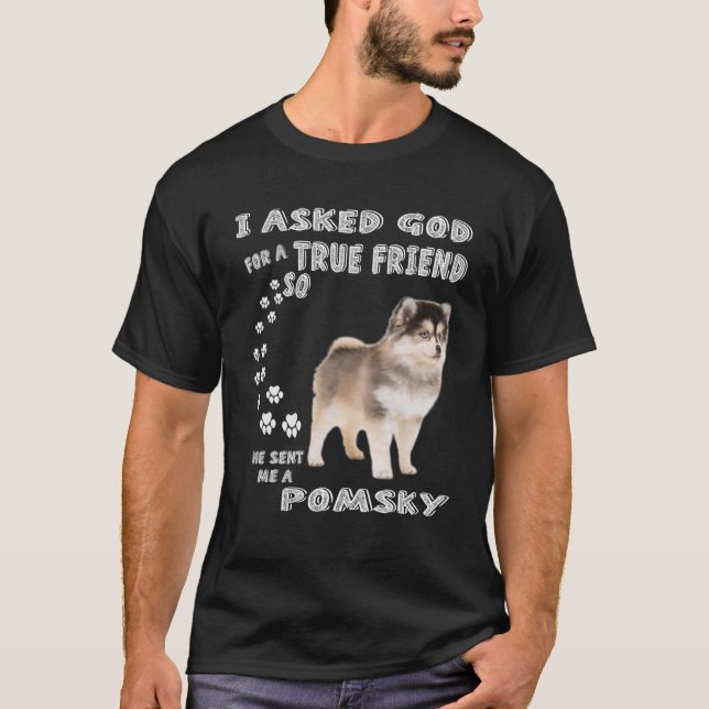 T-shirt Mignonne Pomeranian Husky Chien Citer Maman Papa C (Devant)