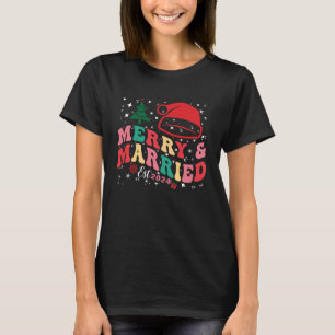 T-shirt Mignonne premier Noël Marié et Joyeux nouveaux mar