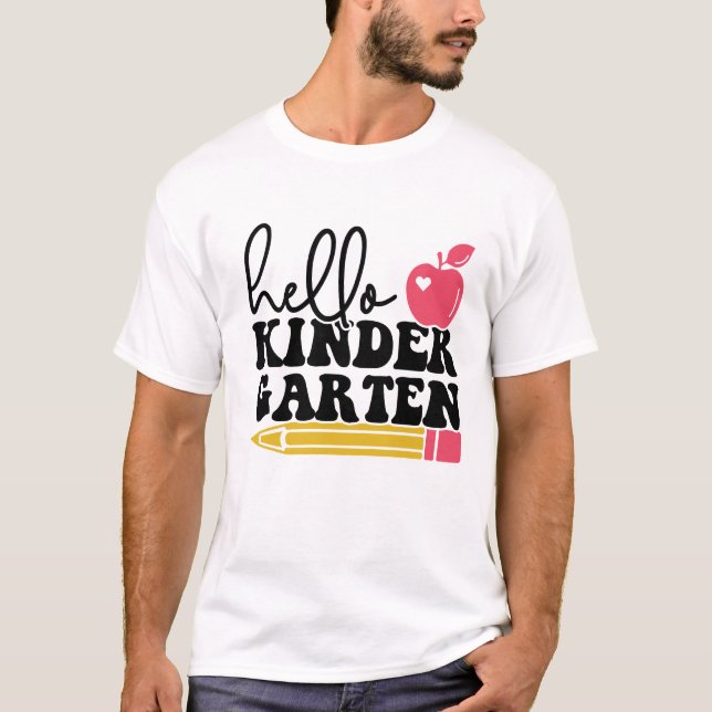 T-shirt Mignonne retour à l'école Bonjour maternelle (Devant)