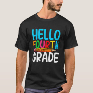 T-shirt Mignonne Retour À L'École Bonjour Quatrième Année