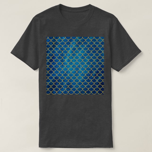 T-shirt Mignonne Sirène Avec Motif En Marbre Bleu (Design devant)