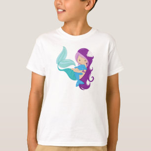 T-shirt Mignonne Sirène, Petite Sirène, Cheveux pourpre, D