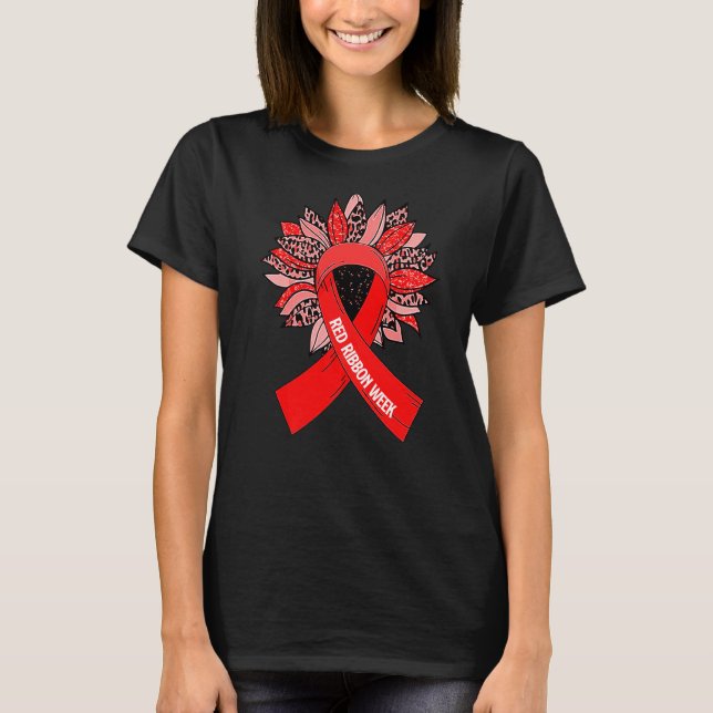 T-shirt Mignonne Sunflower Red Ribbon Week Sensibiliser No (Devant)