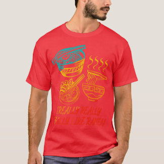T-shirt Mignonne Thème Japonais Des Nouilles J'Aime Vraime