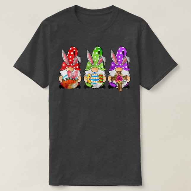 T-shirt Mignonne Trois Gnome Jour de Pâques Poussin Oeuf P (Design devant)