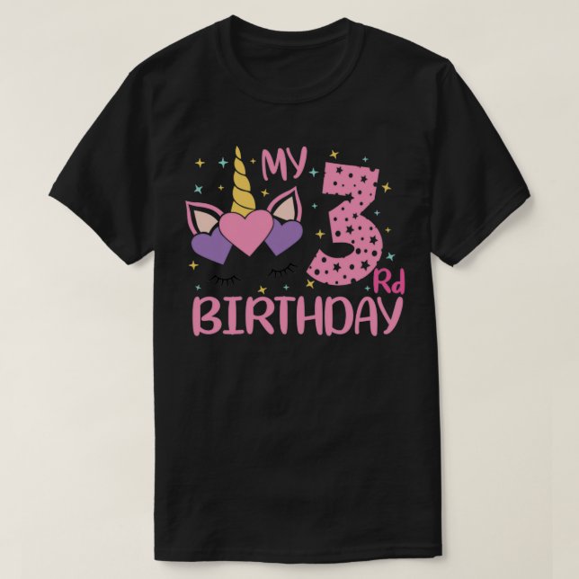 T-shirt Mignonne Unicorn Lovers Cadeau Mon 3ème anniversai (Design devant)