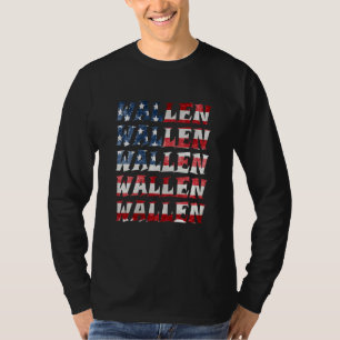 T-shirt Mignonne Wallen American Drapeau Rouge Blanc Bleu