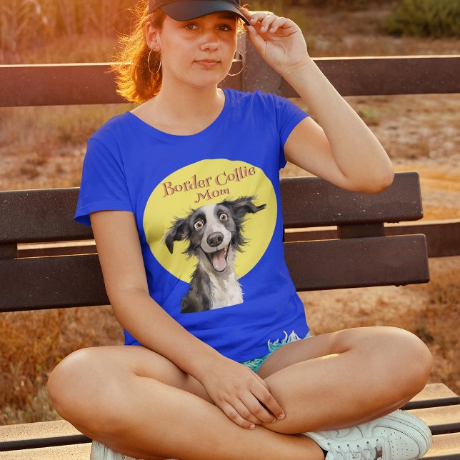 T-shirt Mignonne Whimsical Chien Bordure Collie Maman (Créateur téléchargé)