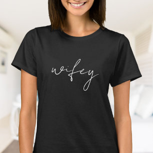T-shirt Mignonne Wifey simple   Script blanc, noir
