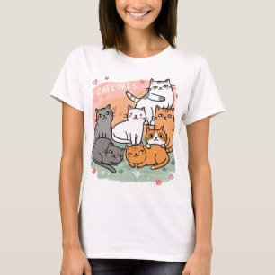 T-shirt Mignonnes chemises de chat pour femmes