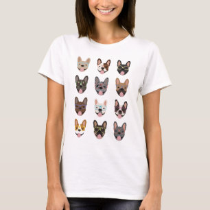 T-shirt Mignons Bulldogs français portant des lunettes