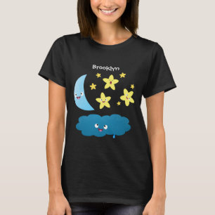 T-shirt Mignons étoiles chantant, lune et bande dessinée d