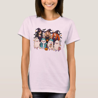 T-shirt Mignons fantômes d'infirmière d'Halloween, sorcièr