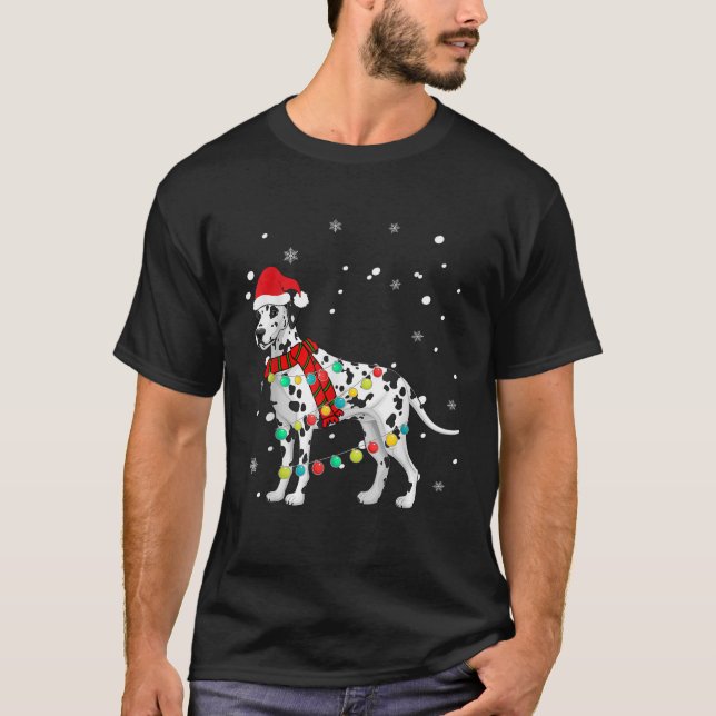 T-shirt Mignons feux de chien DALMATIAN de Noël (Devant)