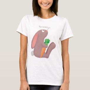 T-shirt Mignons lapin lapin lapin assis avec dessin de car