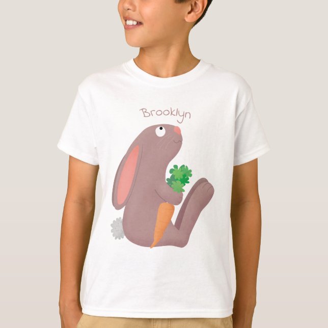 T-shirt Mignons lapin lapin lapin assis avec dessin de car (Devant)