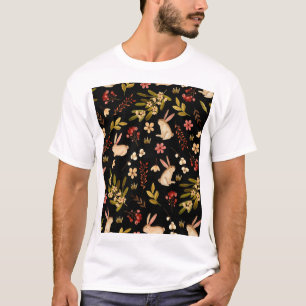 T-shirt Mignons lapins : Motif à main aquarelle