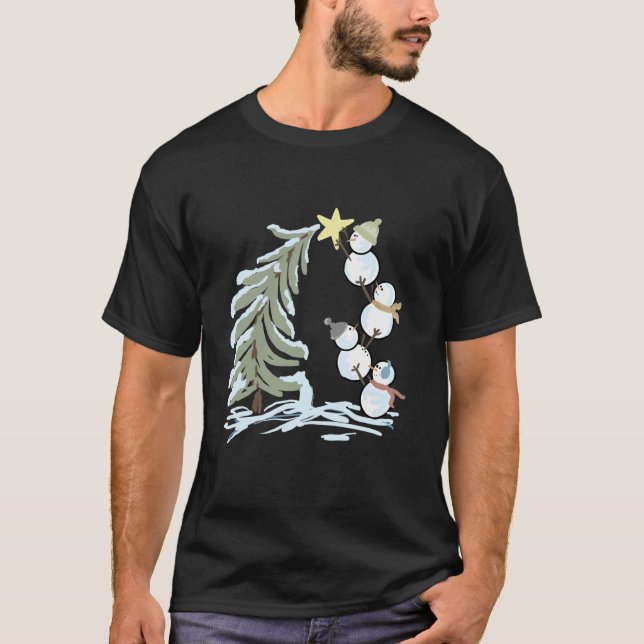 T-shirt Mignons Snowmen Drôle Stoppant Whimsical Christmas (Devant)