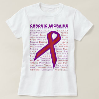 T-shirt Migraine chronique avertie - symptômes et ruban