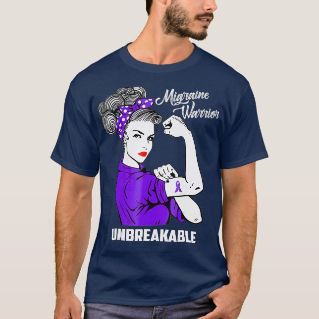 T-shirt Migraine Guerrier un cadeau de sensibilisation ind (Devant)