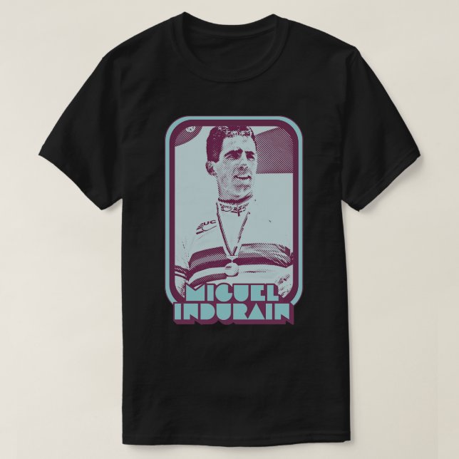 T-shirt Miguel Indurain Rétro Ventilateur D'Art De Cyclism (Design devant)