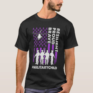 T-shirt Militaire Enfants Adulte Violet US Mois Drapeau Mi
