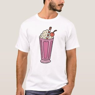 T-shirt Milkshake rose avec cerise et vermicelles