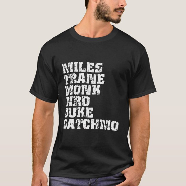 T-shirt Milles de jazz Coltrane Monk Parker Ellington L (Devant)