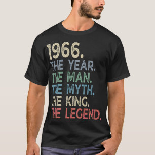 T-shirt Millésime Année 1966 il Année Homme Mythe Roi Lége