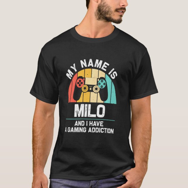 T-shirt Milo Nom Personnalisé Funny Jeu Geek Anniversaire (Devant)