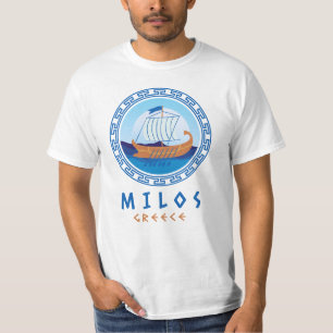 T-shirt Milos, Grèce Greek Ship Design Hommes