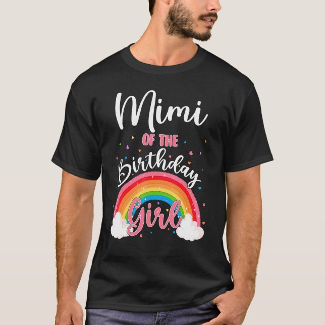 T-shirt Mimi De L'Anniversaire Fille Arc En Ciel Famille B (Devant)