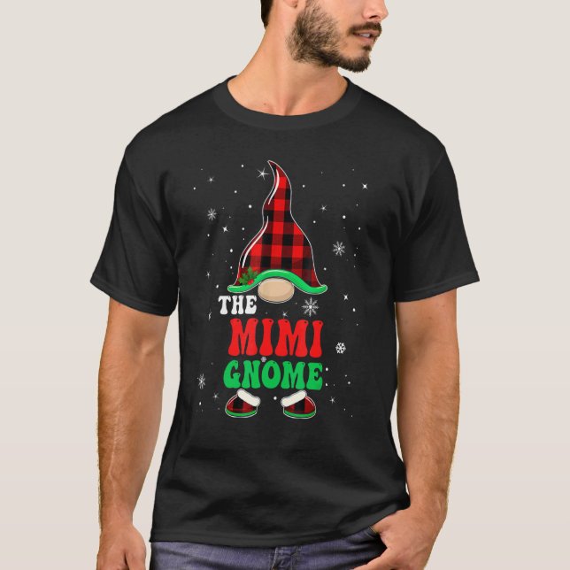 T-shirt Mimi Gnome Buffalo Plaid Matching Family Christmas (Devant)