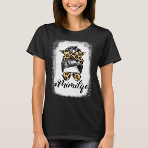 T-shirt Mimi Life Leopard Messy Bun Mimi Life Bleached Tee