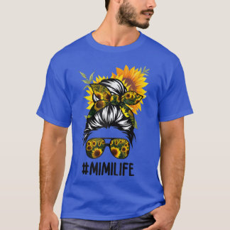 T-shirt Mimi Life Messy Cheveux Bun tournesol Femme Mère